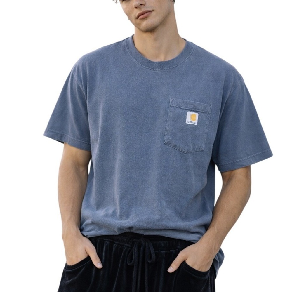 Carhartt Mens K87 BLS Loose Fit Pocket Grunge T-Shirt Gray Heavyweight Cotton M